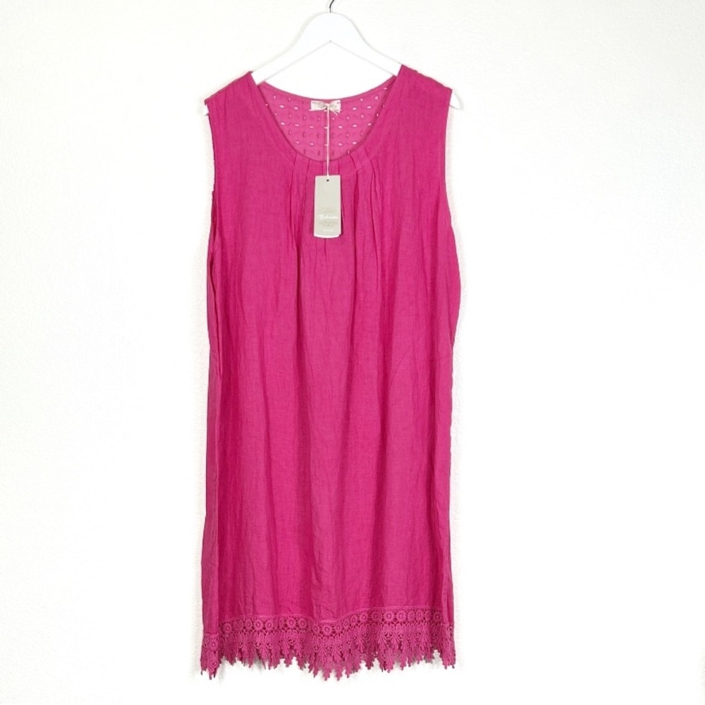 NWT Linen Bellambra pink plus size eyelet detail dress size 2X NEW